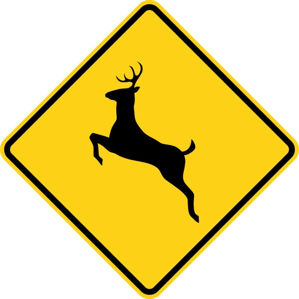 Deer Crossing Road Sign Highway Travel Animal Crossing Safety